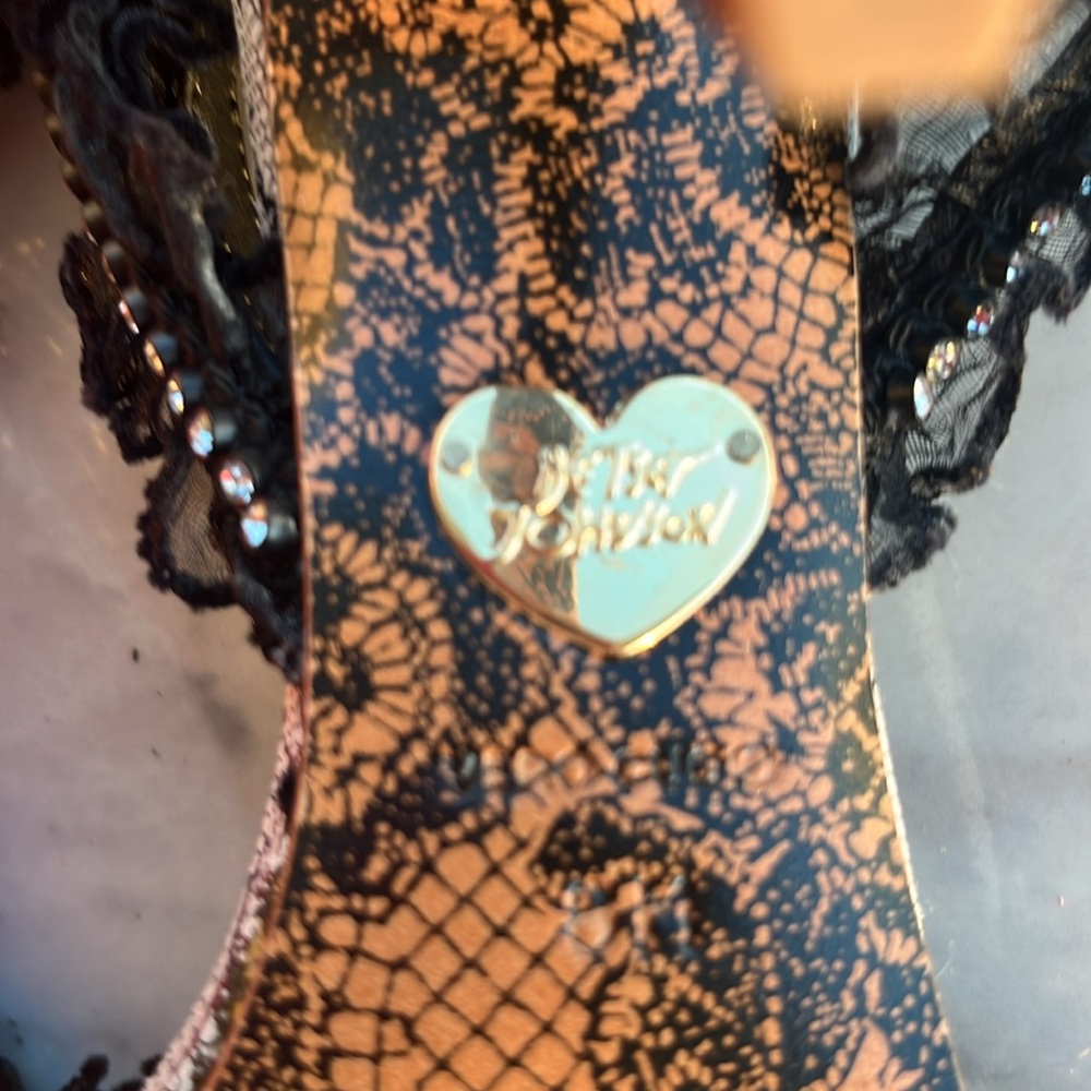 Betsey Johnson Black Lace Sandals High Heel - Picture 8 of 10